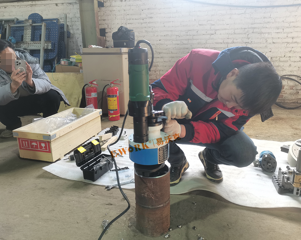 十三化建现场使用内胀式坡口机应用